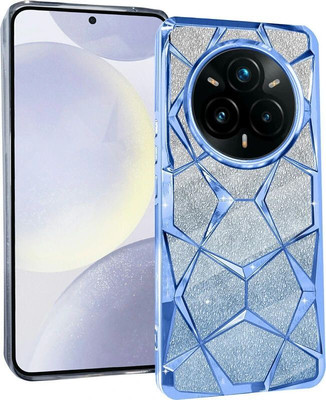 Vonqo Back Cover for realme 14 Pro 5G(Blue, Transparent, Dual Protection, Silicon, Pack of: 1)