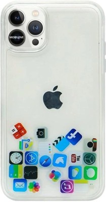 MOBILOVE Back Cover for Apple iPhone 13 Pro Max | Clear Floating App Icons With Hard Back Design Soft Side TPU(Transparent, Camera Bump Protector, Pack of: 1)