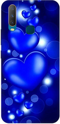 DIKRO Back Cover for vivo Y12, 1904, HEARTS, BLUE, HEART, STAR, LOVE(Blue, Hard Case, Pack of: 1)