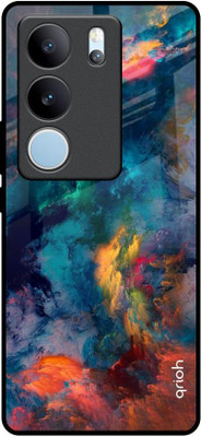 QRIOH Glass Back Cover for Vivo V29 Pro 5G(Multicolor, Grip Case, Pack of: 1)