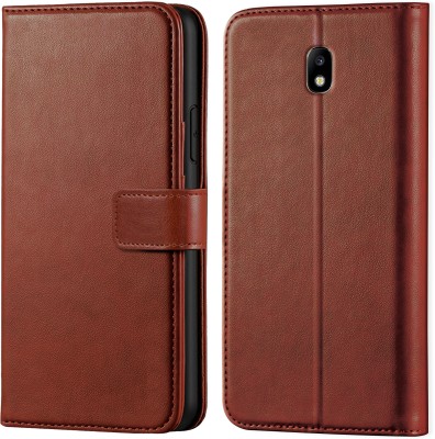Innovex Back Cover for Samsung Galaxy J7 Pro - Inbuilt Stand & Card Pockets | Hand Stitched | Wallet Flip Case(Brown, Pack of: 1)