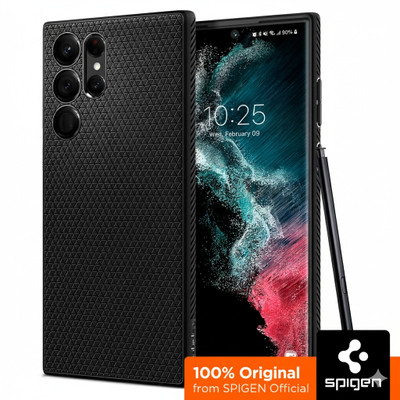 Spigen Liquid Air Back Cover for Samsung Galaxy S22 Ultra 5G(Black, Grip Case, Pack of: 1)