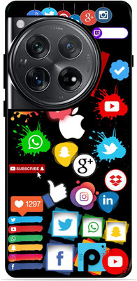 FAZAKA Back Cover for OnePlus 12 5G On Glossy Metal Phone Cover | SOCIAL MEDIA(Multicolor, Dual Protection, Pack of: 1)