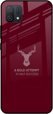 QRIOH Glass Back Cover for Oppo A16K(Maroon, Grip Case, Pack of: 1)