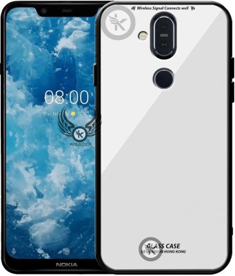 Kreatick Back Cover for NOKIA-7.1 PLUS, Luxurious 9H Toughened Glass Back Case Shockproof TPU Bumper(White, Dual Protection, Pack of: 1)
