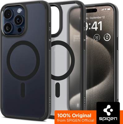 Spigen Ultra Hybrid Magfit Back Cover for Apple iPhone 15 Pro Max(Black, Flexible, Pack of: 1)