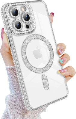 mFoniscie Back Cover for Apple iPhone 12 Pro, iPhone 12 Pro, Bling Rhineston, Sparkle Diamond, Camera Lens, Logo View(Silver, Magsafe, Pack of: 1)