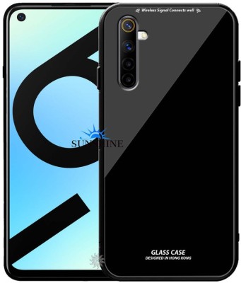 SUNSHINE Back Cover for REALME-6i Luxurious 9H Toughened Glass Back Case Shockproof TPU Bumper(Black, Dual Protection, Pack of: 1)