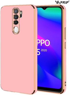 VAPRIF Back Cover for Oppo A5(2020), Oppo A9(2020), Golden Line, Premium Soft Chrome Case | Silicon Gold Border(Pink, Shock Proof, Silicon, Pack of: 1)