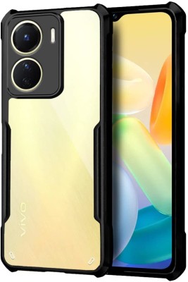 Caseworm Back Cover for Vivo Y16 Slim Fit Light Weight Full Protecion(Transparent, Black, Shock Proof, Pack of: 1)