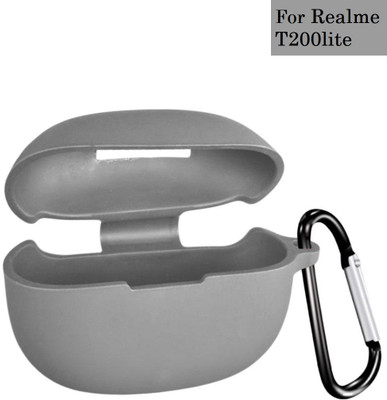 SHOPUMORE Silicone Press and Release Earbuds Case For Realme Buds T200 lite(Grey)
