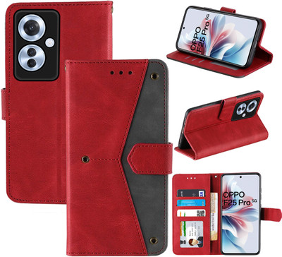 Autofocus Flip Cover for Oppo F25 Pro 5G(Red, Camera Bump Protector, Pack of: 1)