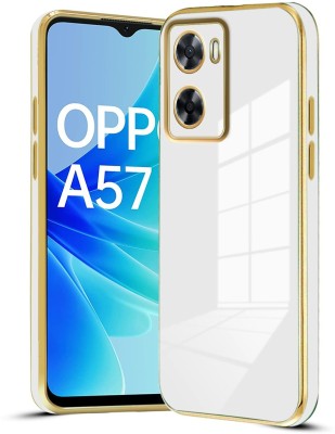 Casesily Back Cover for Oppo A57 4G Electroplating Chrome Case With Golden Edge(White, Shock Proof, Pack of: 1)