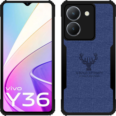 Roxel Back Cover for Vivo Y36 |Vegan PU Leather |Deer Case|Four Side Edges & Camera Lens Protection(Blue, Shock Proof, Pack of: 1)