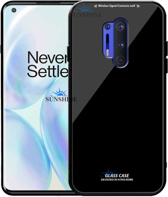 SUNSHINE Back Cover for ONEPLUS-8 PRO, Luxurious 9H Toughened Glass Back Case Shockproof TPU Bumper(Black, Dual Protection, Pack of: 1)