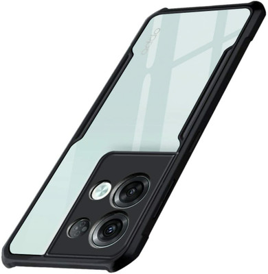 Kreatick Back Cover for OPPO-RENO 8 PRO (Crystal Glass Back | Camera Protection | Shockproof Bumpers )(Black, Grip Case, Pack of: 1)
