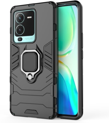 Glaslux Back Cover for Vivo V25 Pro(Black, Cases with Holder, Pack of: 1)