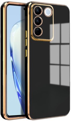 A3sprime Back Cover for vivo V27 Pro 5G, |Soft Silicon Golden Side Colored with Drop Protective Case|(Black, Camera Bump Protector, Silicon, Pack of: 1)