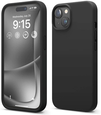 Infigo Back Cover for Apple iPhone 15 (Anti-Slip | Matte Finish | Silicon | Slim Fit | 360-Degree Protection)(Black, Microfiber Lining, Silicon, Pack of: 1)