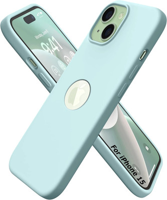 VONZEE Back Cover for iPhone 15 Case 6.1 inches, Liquid Silicone 3 Layers Logo Cut Soft Gel Rubber Phone Case(Green, Shock Proof, Silicon, Pack of: 1)