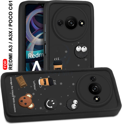 AESTMO Back Cover for Redmi A3, REDMI A3X, POCO C61(Black, Dual Protection, Silicon, Pack of: 1)