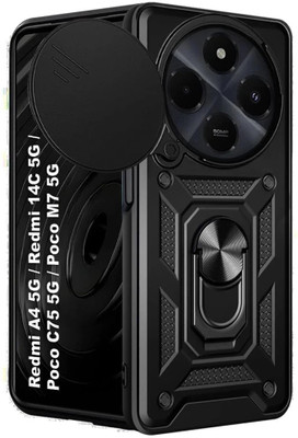 AIBEX Back Cover for Poco M7 5G / Redmi 14C 5G / Redmi A4 5G / Poco C75 5G|D10 Tough Armor|Sliding Camera(Black, Rugged Armor, Pack of: 1)