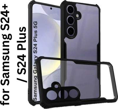Cyber Telecom Back Cover for Samsung S24+, Durable Design with Raised Camera Cutout & Enhanced Grip, Black Side Lining(Transparent, Grip Case, Silicon, Pack of: 1)
