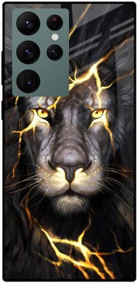 QRIOH Glass Back Cover for Samsung Galaxy S22 ultra 5G(Multicolor, Gold, Grip Case, Pack of: 1)