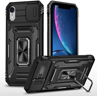 R tech Back Cover for Apple iPhone XR(Black, Ring Case, Pack of: 1)