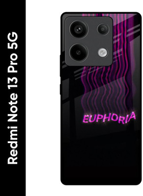 QRIOH Glass Back Cover for Redmi Note 13 Pro 5G(Black, Grip Case, Pack of: 1)