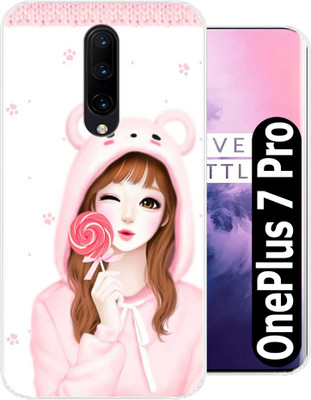 Unitrend Back Cover for One Plus 7 Pro(Pink, White, Silicon, Pack of: 1)