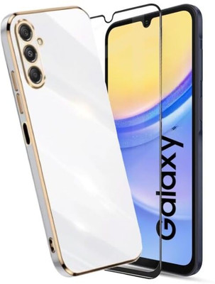 A3sprime Edge To Edge Tempered Glass for Samsung Galaxy A25 5G with 1 Piece Soft TPU Anti-Slip Built-in Camera Protector Back Cover(Pack of 2)