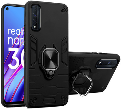 SMARTPOCKET Back Cover for Realme Narzo 30(Black, Rugged Armor, Pack of: 1)