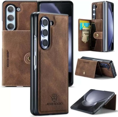 SCALEBEE Back Cover for Samsung Galaxy Z Fold4 / Fold 4 Premium Leather Magnetic Detachable Card Slot Wallet Case(Brown, Card Holder, Pack of: 1)