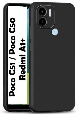 Mobile Back Cover Back Cover for Poco C50, Poco C51(Black, Matte Finish, Silicon, Pack of: 1)