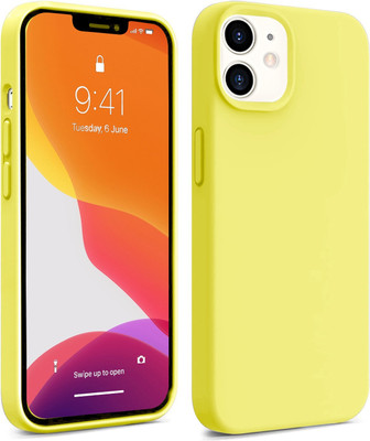 likgus Back Cover for Apple iPhone 11, Original Liquid Silicone inner Velvet Cloth Case(Yellow, Camera Bump Protector, Silicon, Pack of: 1)
