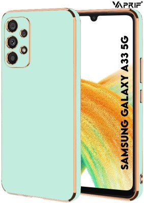 VAPRIF Back Cover for Samsung Galaxy A33 5G, Golden Line, Premium Soft Chrome Case | Silicon Gold Border(Green, Shock Proof, Silicon, Pack of: 1)