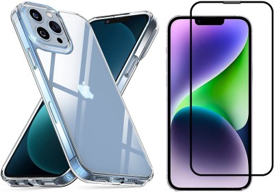 SnapStar Back Cover for Iphone 13 Pro (Transparent Silicon Back Cover & 11D Tempered Glass)(Transparent, Shock Proof, Pack of: 2)