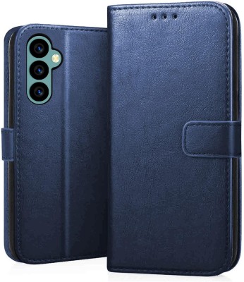 MOBILEMOSAIC Back Cover for Samsung Galaxy M14 (5G) Flip Cover | Leather Finish | Inside Pockets & Inbuilt Stand(Blue, Dual Protection, Pack of: 1)
