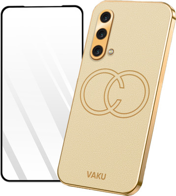 Vaku Luxos Back Cover for OnePlus Nord CE 5G, Skylar TPU Case with 9H ESD Anti-Static Tempered Glass Combo(Gold, Dual Protection, Pack of: 1)