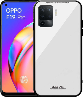 SUNSHINE Back Cover for OPPO-F19 PRO - Luxurious 9H Toughened Glass Back Case Shockproof TPU Bumper(White, Dual Protection, Pack of: 1)