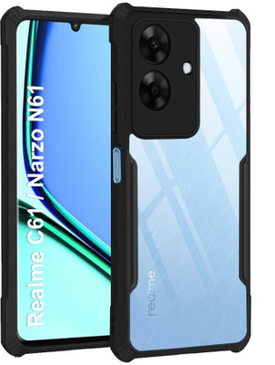 spaziogold Back Cover for POCO C61(Black, Transparent, Camera Bump Protector, Pack of: 1)