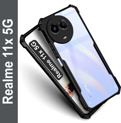 Nainz Back Cover for Realme 11x 5G(Transparent, Black, Shock Proof, Pack of: 1)