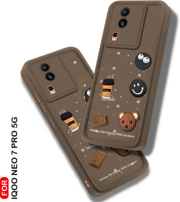 AelVouX Back Cover for iQOO Neo 7 Pro 5G(Brown, 3D Case, Silicon, Pack of: 1)