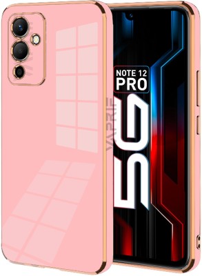 VAPRIF Back Cover for Infinix Note 12 Pro 5G, Golden Line Premium Soft Chrome Case | Silicon Gold Border(Pink, Shock Proof, Silicon, Pack of: 1)