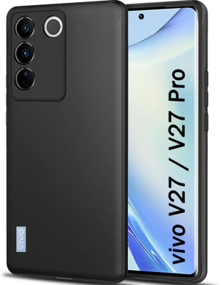 A-Allin1 Back Cover for Vivo V27 5G, Microfiber Cloth Cushion Raised edges lift the screen and camera lens(Black, Silicon, Pack of: 1)