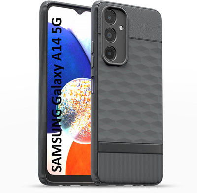 AIZLO Back Cover for SAMSUNG Galaxy A14 5G Hexa Cube Design | Ultra Slim Soft Case | Inner Velvet Fabric(Grey, Camera Bump Protector, Silicon, Pack of: 1)