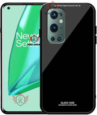 KING COVERS Back Cover for ONEPLUS-9 PRO, Luxurious 9H Toughened Glass Back Case Shockproof TPU Bumper(Black, Dual Protection, Pack of: 1)