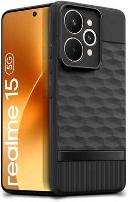 LOGELI Back Cover for Realme 15 PRO 5G, Soft Grip 3D Hexa Cube Design, Protective Bumper Case(Black, Flexible, Silicon, Pack of: 1)