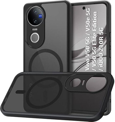 casecult Back Cover for vivo V50 5G, Vivo T4R 5G, Vivo V50 5G Elite Edition, Vivo V50e 5G(Black, Magsafe, Pack of: 1)